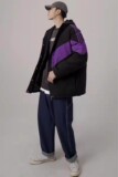 709-MY10-P1352023冬季情侣潮流加厚工装拼色连帽棉服外套男，男装棉衣，星座709-2