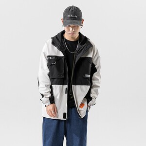 709-2-JK82-P90 春单人 港风拼接工装夹克韩版百搭外套男潮流图片