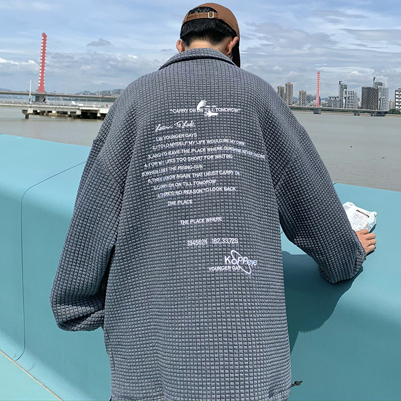 709-2-W608-P80春单人华夫格开衫前后刺绣多色大码卫衣男,男装卫衣,星座709-2