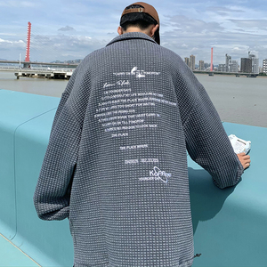 709-2-W608-P80 春单人 华夫格开衫前后刺绣多色大码卫衣男图片