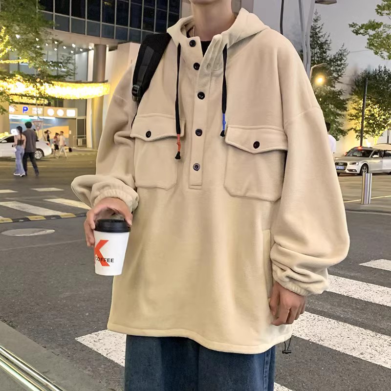 709-2-W605-P75春单人摇粒绒工装口袋连帽套头卫衣外套流行,男装卫衣,星座709-2