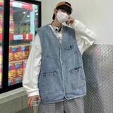 709-2-MJ18-P65春单人宽松大码纯色全棉水洗复古牛仔马甲，男装背心/马甲，星座709-2