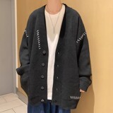 709-2-MY27-P95春单人港风复古V领开衫坎线百搭重磅休闲毛衣，男装针织衫/毛衣，星座709-2