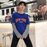 709-2-T01-P15春单人长袖圆领假两件修身学生男女班服打底衫，男装卫衣，星座709-2