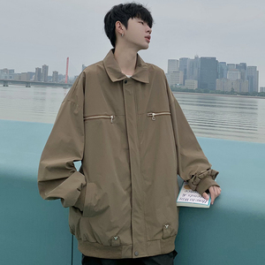 709-2-JK880-P105 春单人 简约 翻领金属装饰后背拉链夹克外套图片
