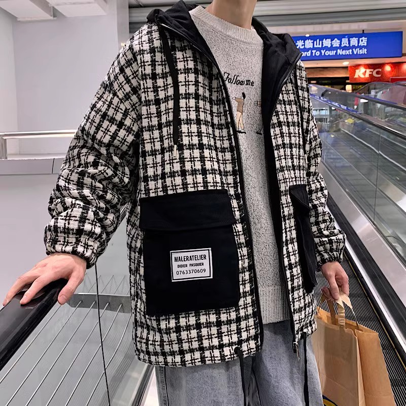 709-MY906-P12523冬单人加厚拉链格子外套休闲潮流棉衣男,男装棉衣,星座709-2