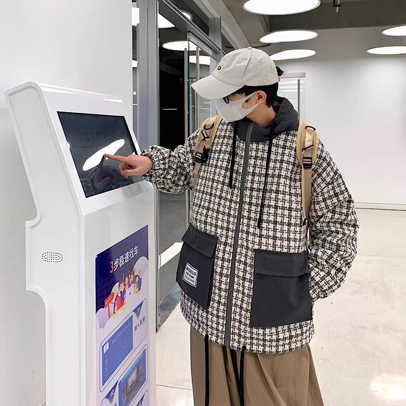 709-MY906-P12523冬单人加厚拉链格子外套休闲潮流棉衣男,男装棉衣,星座709-2
