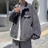 709-2-JK831-P95春单人牛仔全棉袖口侧边拉链开衫翻领夹克外套，男装夹克，星座709-2