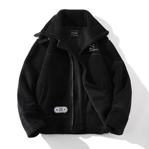 709-MY1009-P135 23冬款  白底复合羊羔毛立领开衫加厚外套男图片