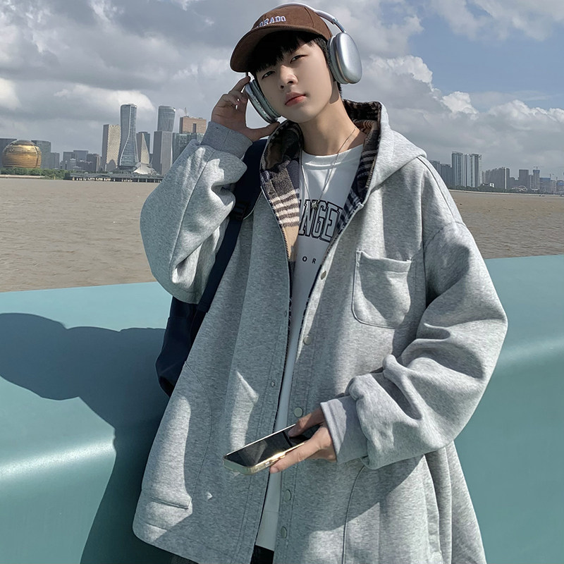 709-2-W800-P85 春单人 连帽撞色卫衣男休闲宽松百搭外套图片