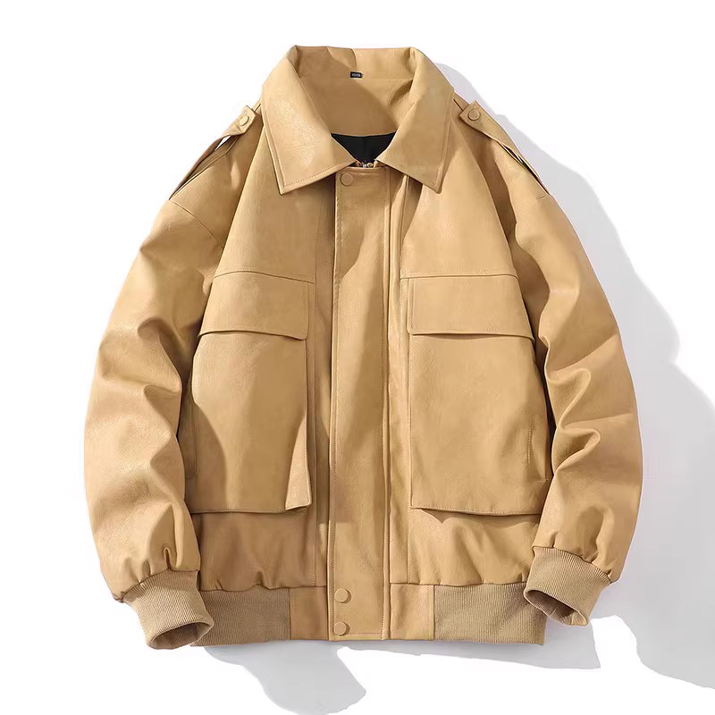 709-2-JK827-P115春白底pu皮衣大口袋复古潮流设计百搭夹克外套,男装皮衣,星座709-2