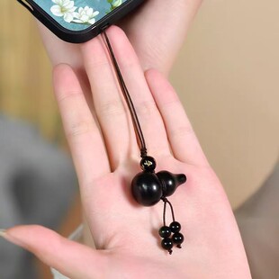 2025天然黑曜石葫芦吊坠黑耀石水晶饰品挂件钥匙扣手机链挂坠项链