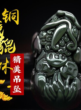 2026天然冰种黑曜石三铜钱貔貅吊坠金曜石项链蛇本命年女款礼物