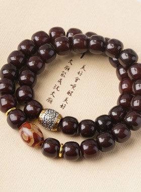 2025墨玉菩提根老型珠手串1.0*1.1搭配天眼珠古风男女款文玩佛珠