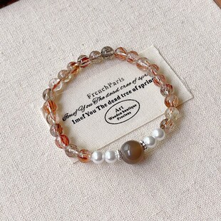 2025新品黑晶超七月光石 贝珠串珠手链女小众高级感新中式手串首