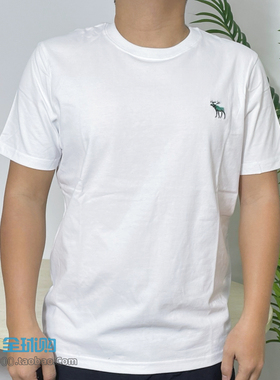 现货特价美国正品af短袖T恤男圆领修身百搭白色上衣纯棉刺绣打底