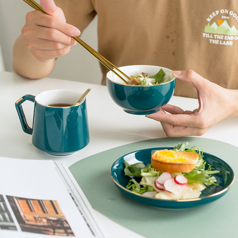 北欧陶瓷一人食碗盘套装网红创意ins家用组合2人碗筷饭勺个性餐具|ruв категории посуда, посуда, чаша - от Buy2taobao.com для оказания профессиональной услуги покупки агента Taobao