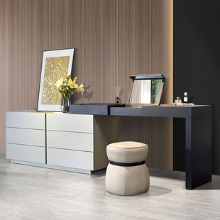 斗柜梳妆台书桌一体镜子化妆桌主卧室高级轻奢现代简约收纳柜