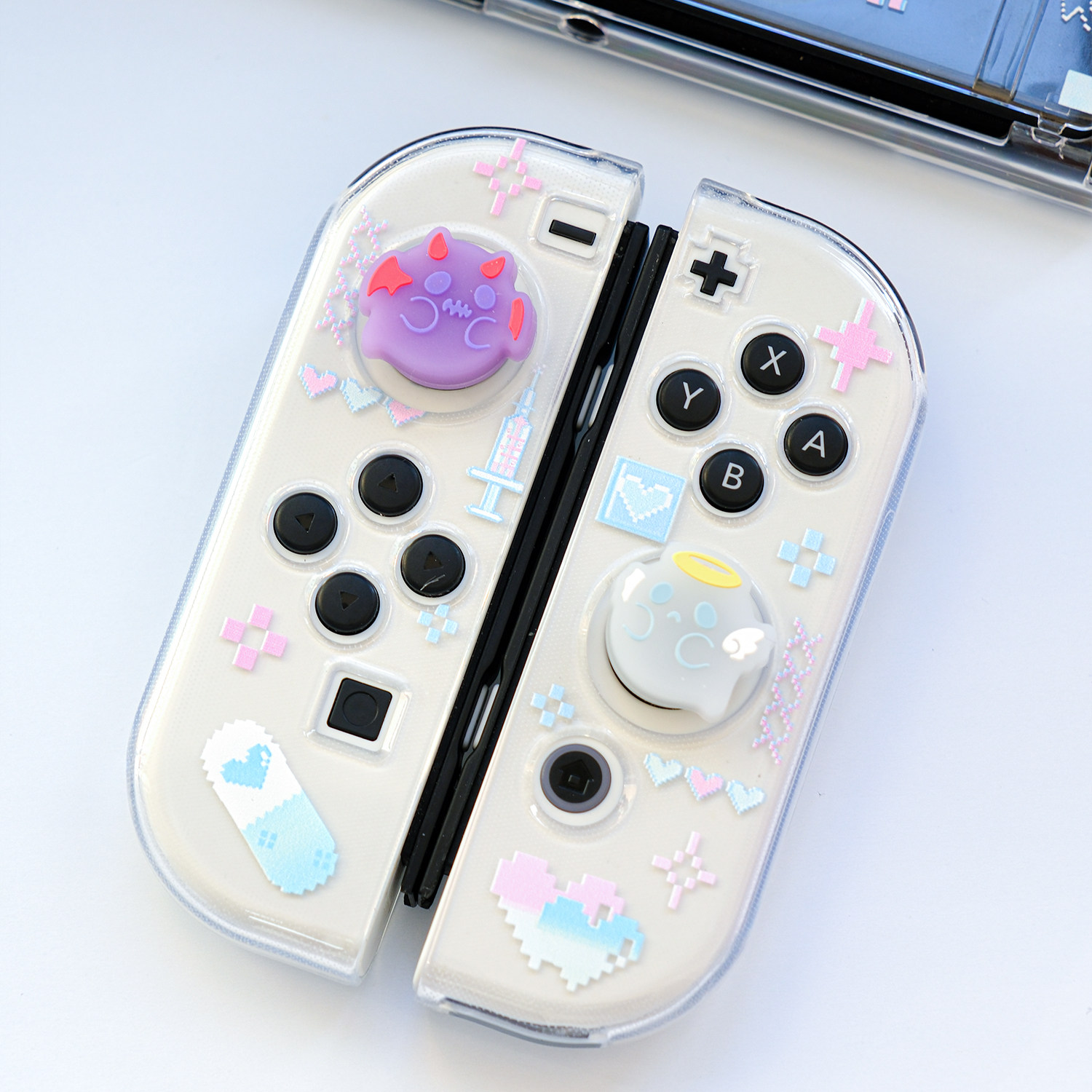스위치 로커 캡은 매우 귀엽고 빛나는 작은 유령입니다. NINTENDO 액세서리 NS 핸들 키캡 실리콘 소프트 쉘