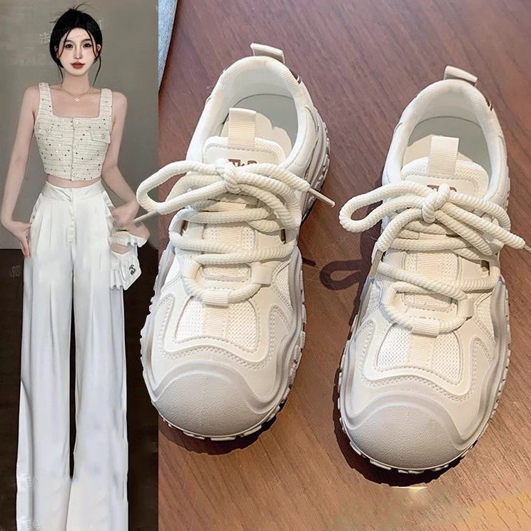 运动鞋女鞋子2025新款爆款夏季厚底百搭小白鞋软底轻便跑步休闲鞋