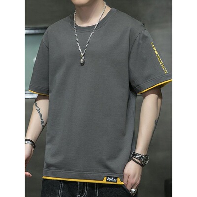 纯棉T恤短袖男潮牌夏季加肥加大码胖子宽松薄款半袖衣服男款夏装T