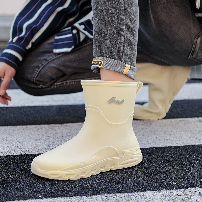 户外雨鞋时尚男款加绒保暖套鞋防水钓鱼防臭水鞋厨房防滑中筒胶鞋,流行男鞋,雨鞋,淘宝优惠券,粉丝福利购,淘宝优惠卷