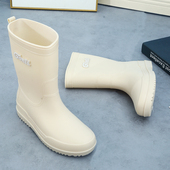 款 外穿中筒防水鞋 洗车工作防滑胶鞋 女士雨靴时尚 女加绒保暖雨鞋 女
