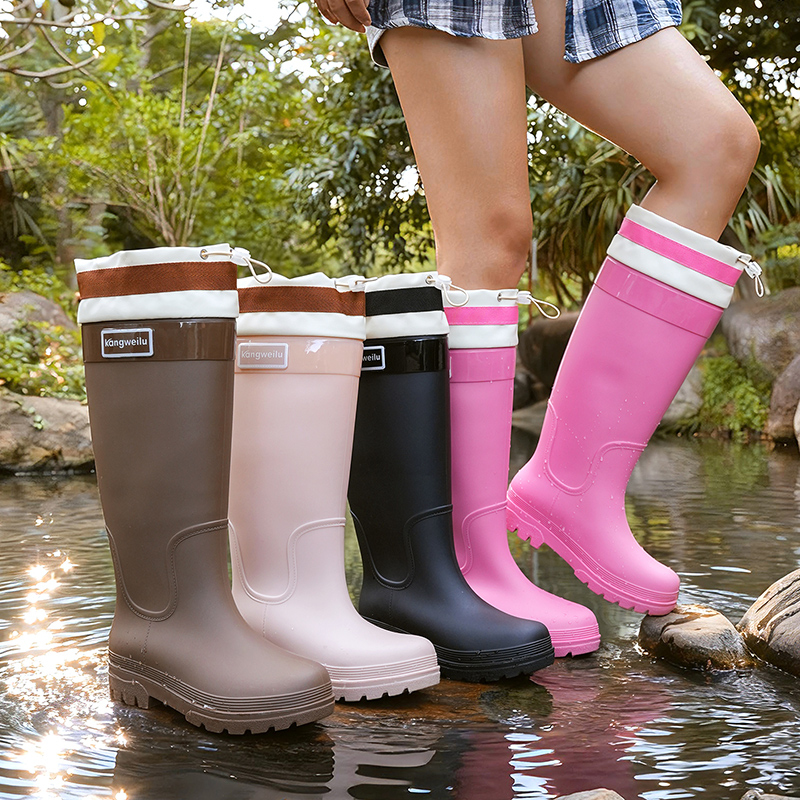 冬季长筒雨鞋女款加绒防滑雨靴
