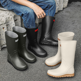 男款高筒防水防滑套鞋雨林徒步雨鞋耐磨胶鞋钓鱼水鞋长筒束口雨靴