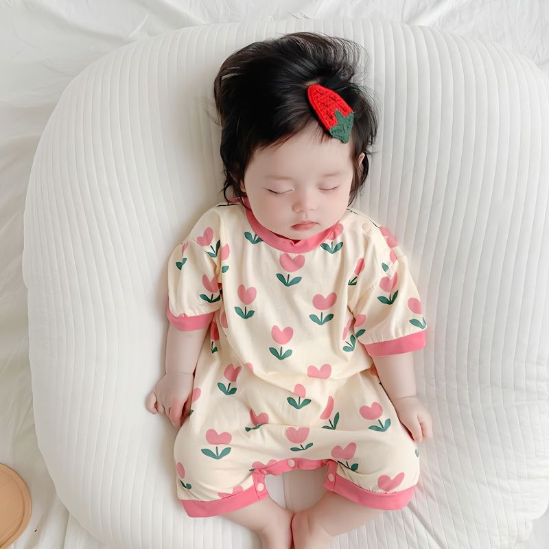 奥莱清仓连体衣婴儿夏季超萌女宝宝夏装周岁衣服包屁衣薄款花朵哈