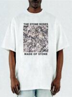 Direct spray The stone roses rocking stone Rose print T-shirt, short sleeve, pure cotton loose, heavy washed and aged thumbnail 8