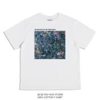 Direct spray The stone roses rocking stone Rose print T-shirt, short sleeve, pure cotton loose, heavy washed and aged thumbnail 4