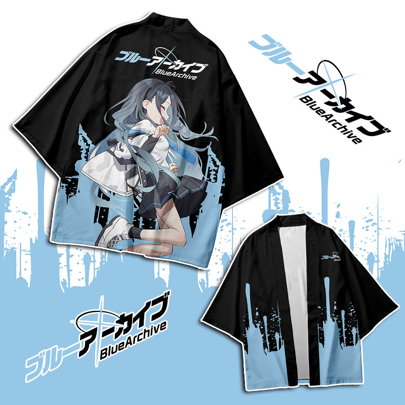 蔚蓝档案周边卡通印花五分袖上衣cos羽织男女二次元cos法披外套夏