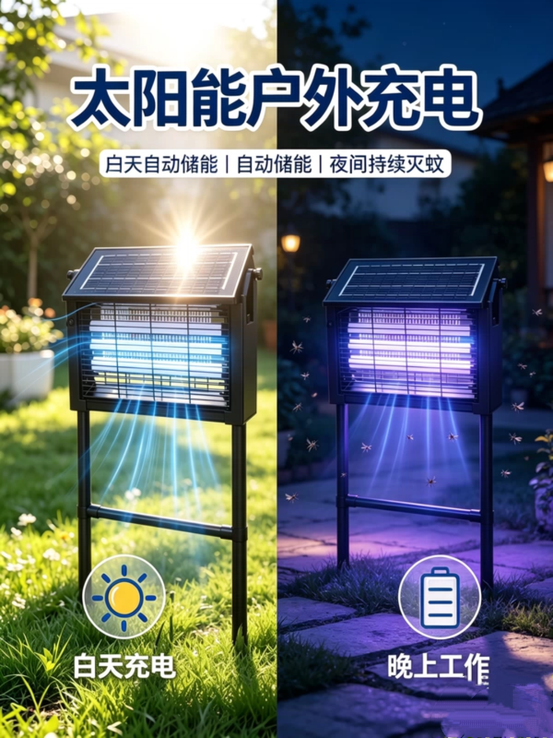 太阳能户外草坪灭蚊灯室外小区庭院防水消灭蚊子飞虫蠓灭蚊器神器