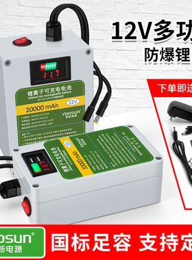 12V锂电池组户外音箱移动电源可充电大容量聚合物电瓶LED通用电池