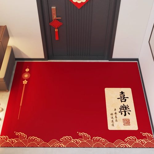 新款免洗耐脏红色进门地垫