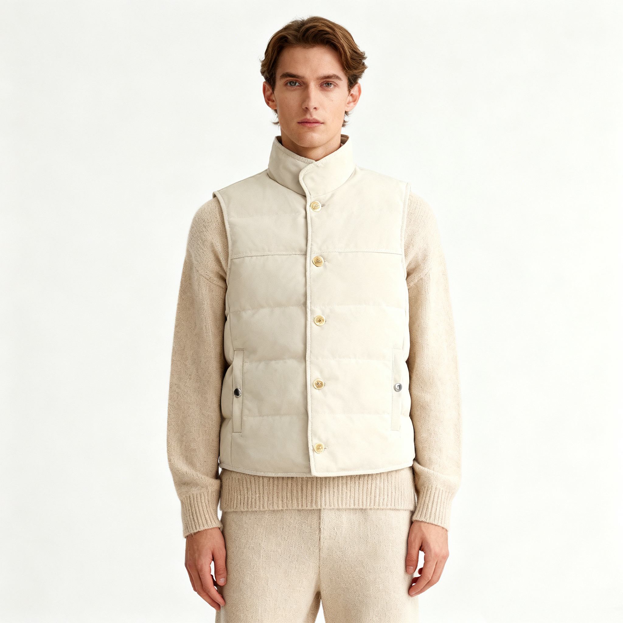 【BC同款 】轻量A级西伯利亚90白鹅绒麂皮革立领羽绒马甲羽绒马甲