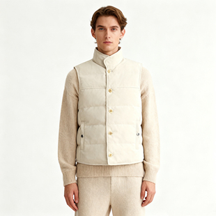 【BC同款 】轻量A级西伯利亚90白鹅绒麂皮革立领羽绒马甲羽绒马甲