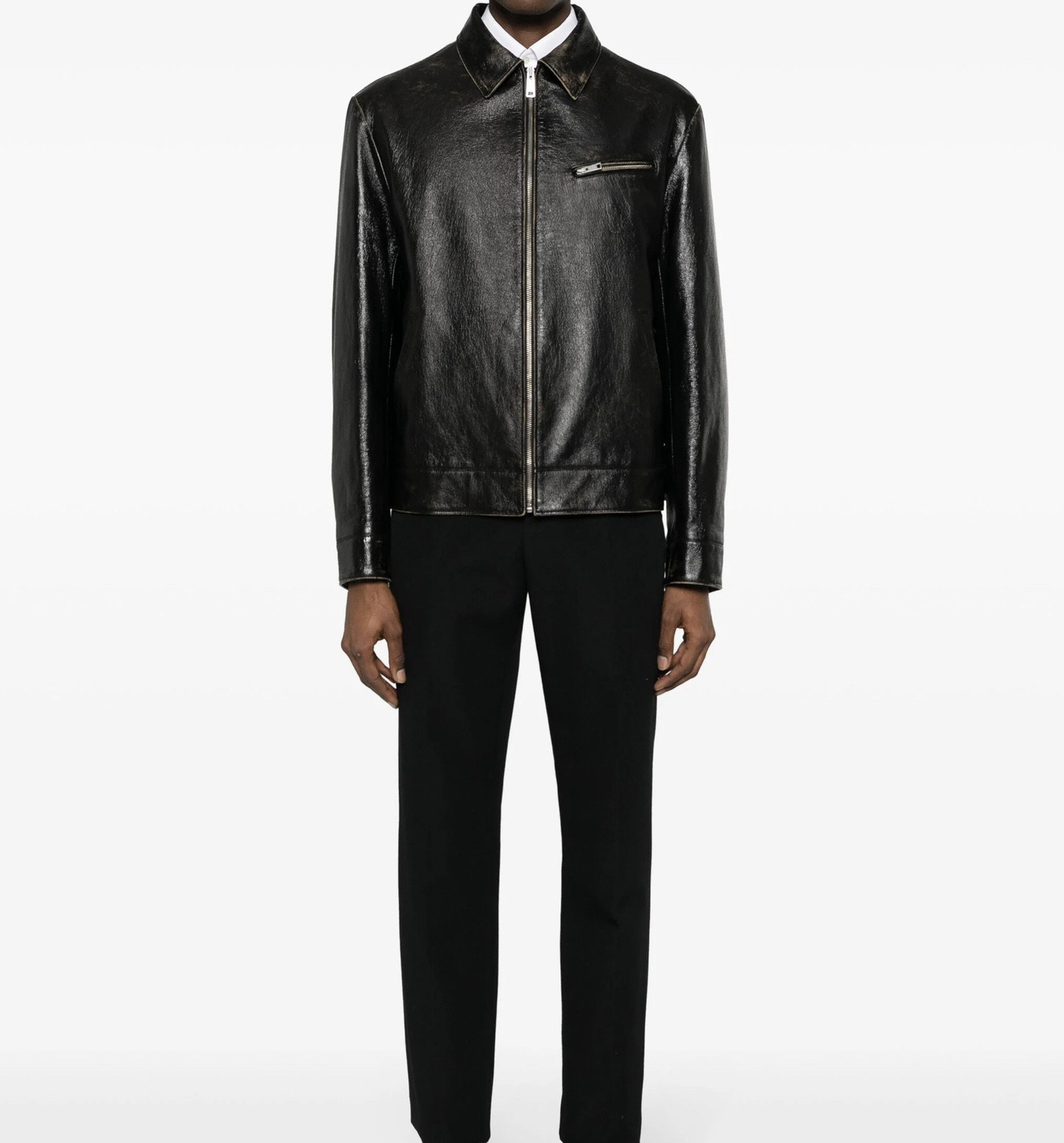 秋冬新品擦色做旧皮夹克 复古深棕色更加复古感百搭New男装