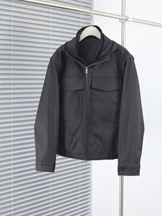 L～春秋款男装连帽收腰工装风衣短款外套袖子可拆卸多种穿法