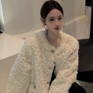 韩系羊羔毛毛外套女款 千金感皮毛一体高级感轻奢百搭皮草上衣 冬季