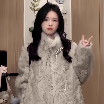 灰色染尖毛毛皮草大衣女加厚保暖