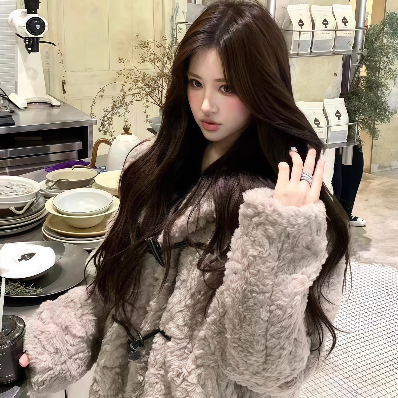 复古羊羔毛毛外套高级感皮草大衣