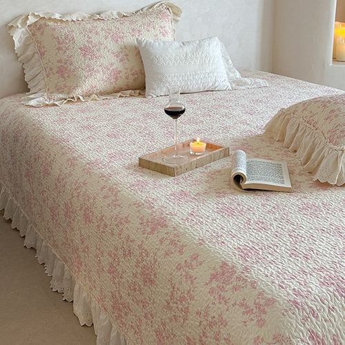 全棉绗缝双层纱床盖三件套夹棉榻榻米炕盖纯棉床单被套单件可机洗