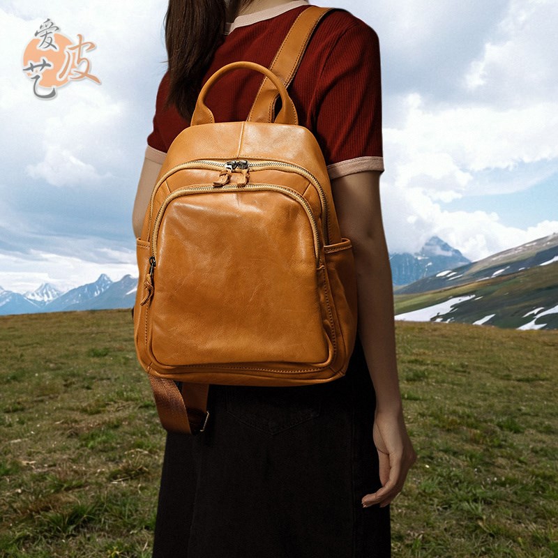 好用舍不得退手工包实用双肩包大容量植鞣头层牛皮真皮背包树膏皮