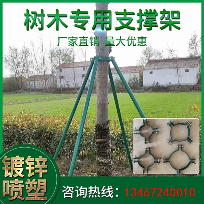 直销支撑架支c架钢管架锌三四脚镀绿色金属固定夹固定器防风苗木
