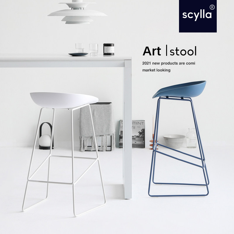 北欧现代吧椅简约吧台椅创意时尚咖啡厅高脚凳铁艺酒吧高脚椅子