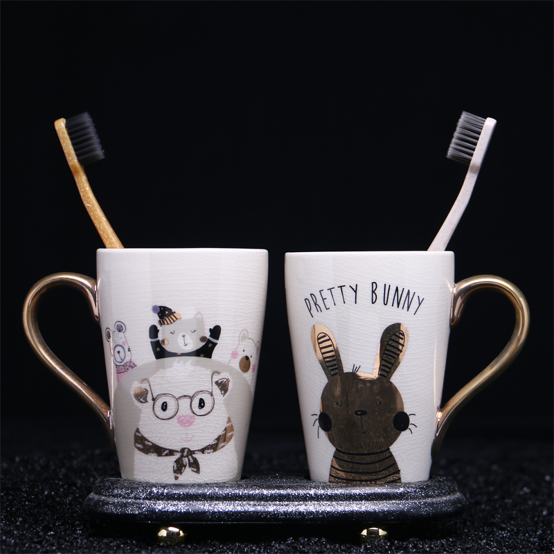 十二生肖欧式冰裂纹洗漱套装卫生间漱口刷牙牙刷情侣杯牙刷置物架