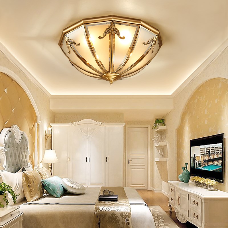 全铜吸顶灯美式卧室灯书房灯客厅灯过道走廊灯玄关个性led阳台灯