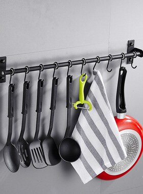 304不锈钢黑色厨房置物架厨具五金厨卫挂钩挂件挂W架挂杆免打孔壁